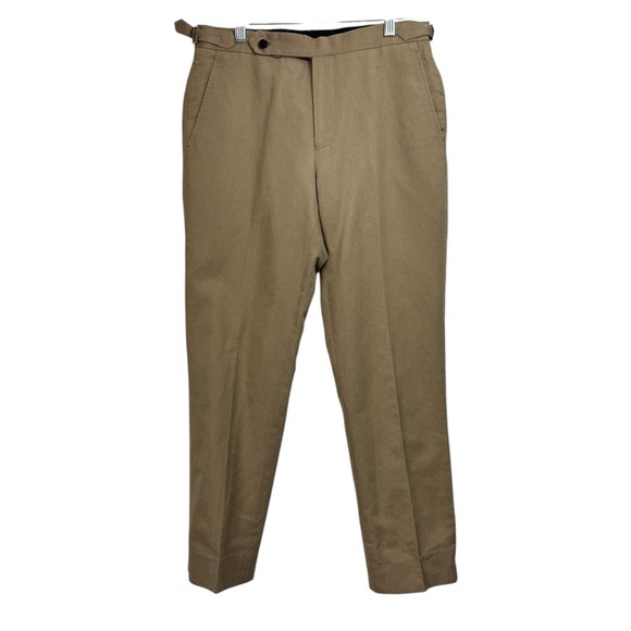 Spier & Mackay Size 30 Slim Fit Khaki Tan Cotton Trousers Pants Side Cinch - Picture 1 of 7